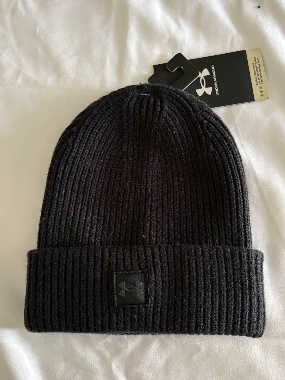 Under Armour Black Rib-Knit Cuffed Beanie